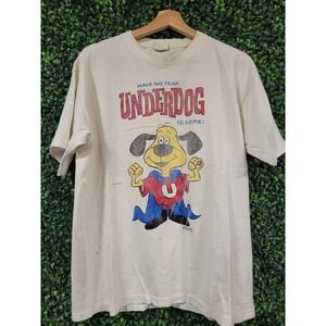 Vtg UNDERDOG SUPERHERO CHARACTER Tee Large // movie underdog cartoon  tv show